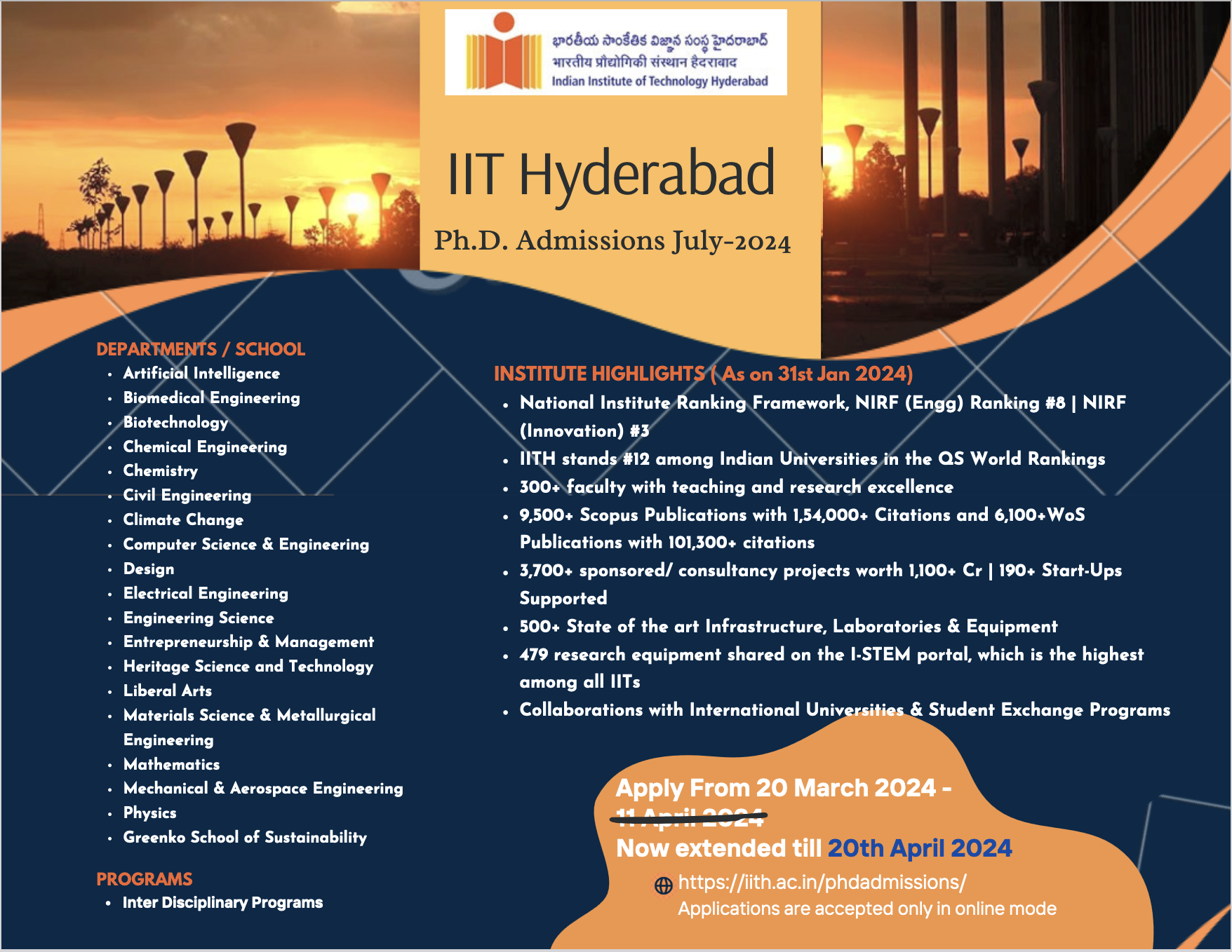 part time phd in chemistry in hyderabad